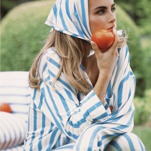 Dairy Boy Tote in Blue Pinstripe